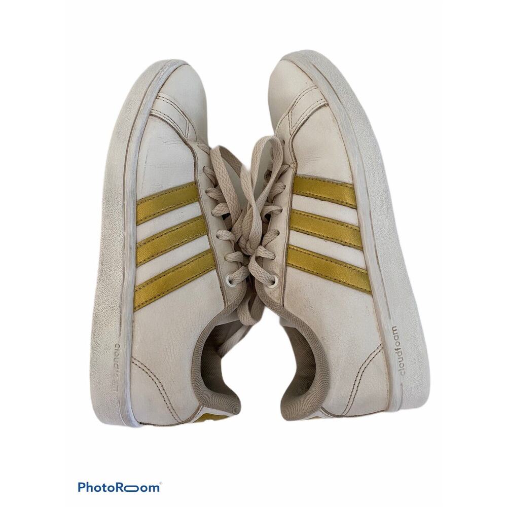 Adidas Neo Cloudfoam Advantage White Leather Shoes Sneakers US 7 Lace Up - Picture 4 of 10